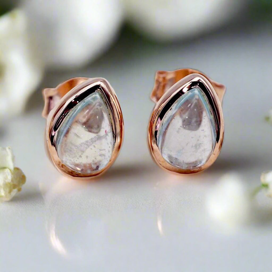 March Birthstone rose gold Aquamarine earrings - womens jewellery by Australian jewellery brands indie and harper