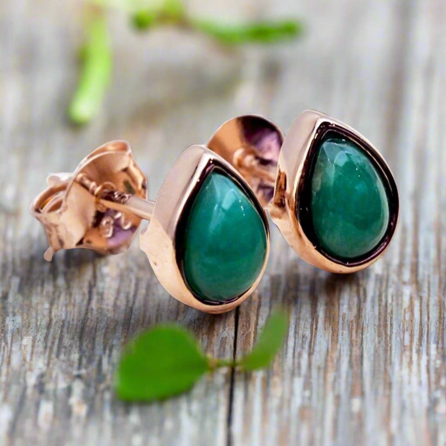 May Birthstone emerald earrings - Rose Gold Earrings by Australian Jewellery Brand indie and Harper 