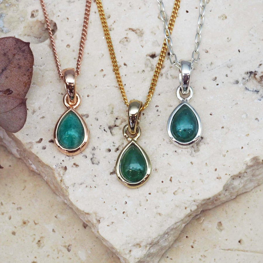 May Birthstone emerald necklaces -womens jewellery by australian jewellery brand indie and harper