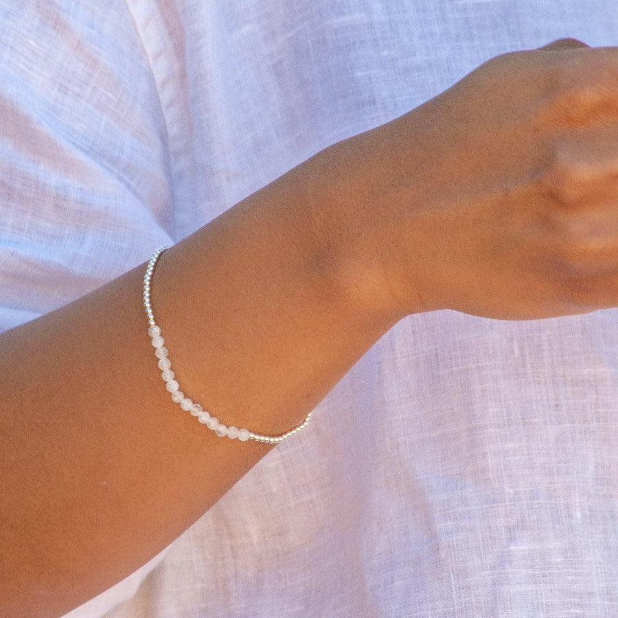 Moonstone Bracelet being worn - womens moonstone jewellery by Australian jewellery brands indie and harper