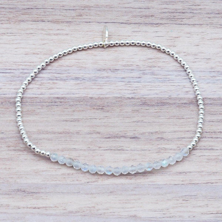 sterling silver Beaded Moonstone Bracelet - womens moonstone jewellery by australian jewellery brands indie and Harper