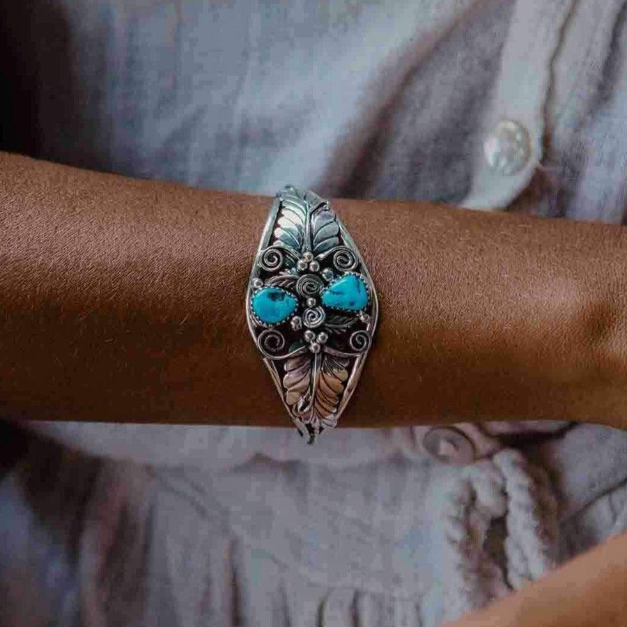 Navajo Sleeping Beauty Turquoise Cuff - native american jewelry and turquoise jewellery by indie and harper