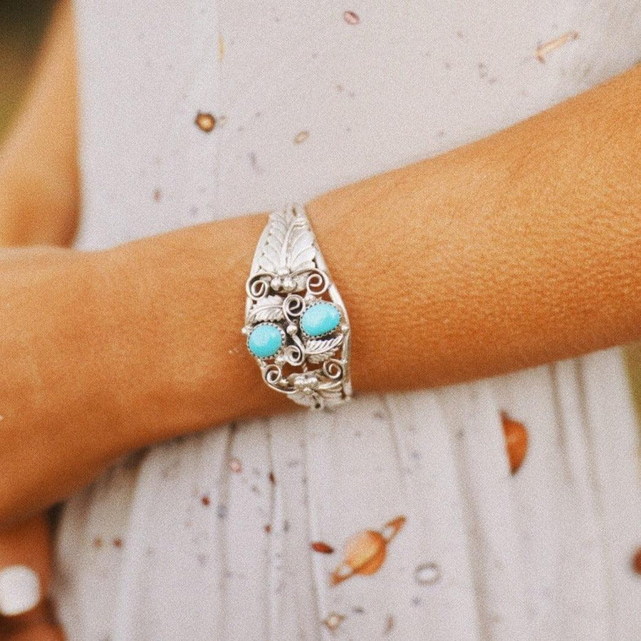 Navajo Sleeping Beauty Turquoise Cuff - native american jewelry and turquoise jewellery by indie and harper