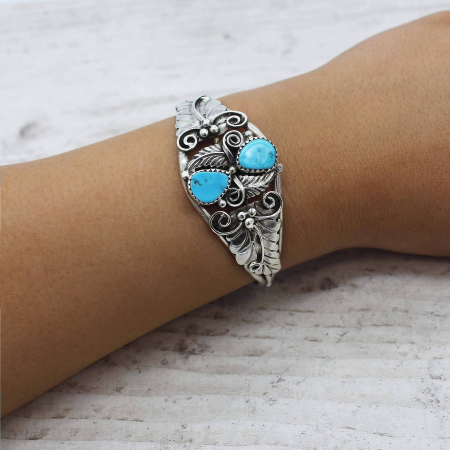 Navajo Sleeping Beauty Turquoise Cuff - native american jewelry and turquoise jewellery by indie and harper