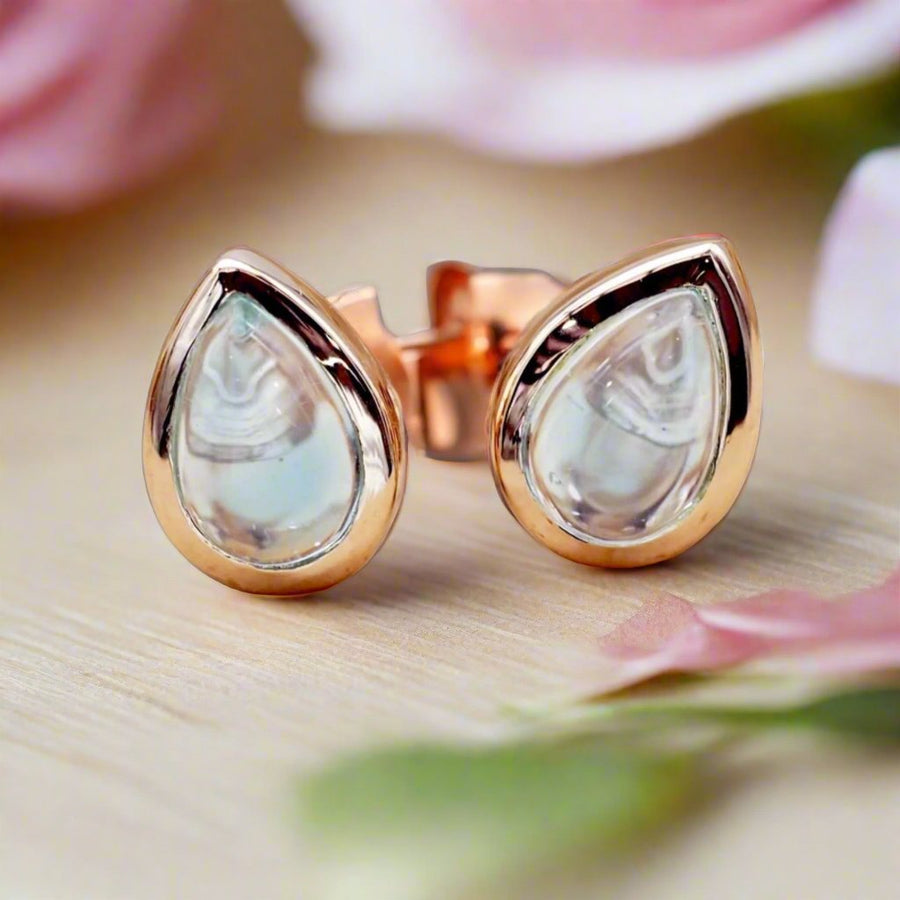 November Birthstone Earrings - rose gold blue Topaz earrings - womens november birthstone jewellery by australian jewellery brands online indie and harper