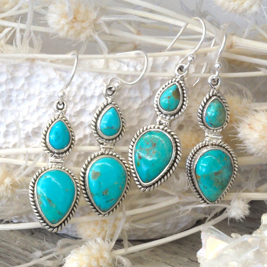 sterling silver turquoise earrings - turquoise jewellery Australia by Australian jewellery brands indie and harper