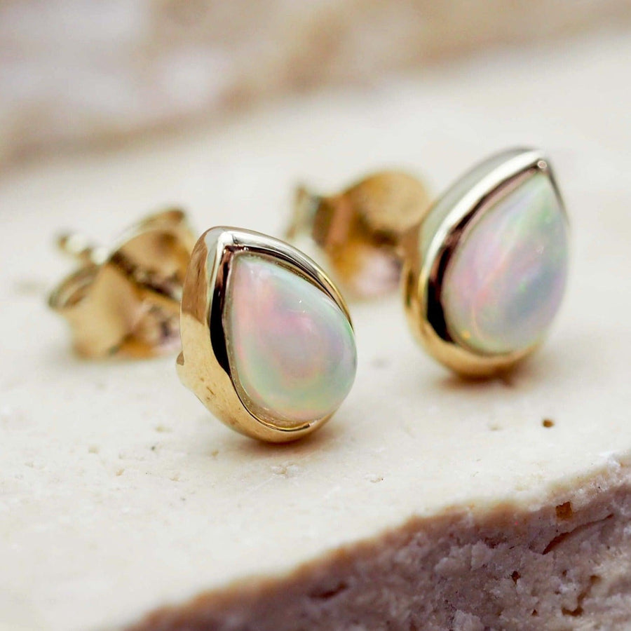 October Birthstone Opal earrings - Gold jewellery by australian jewellery brand indie and harper