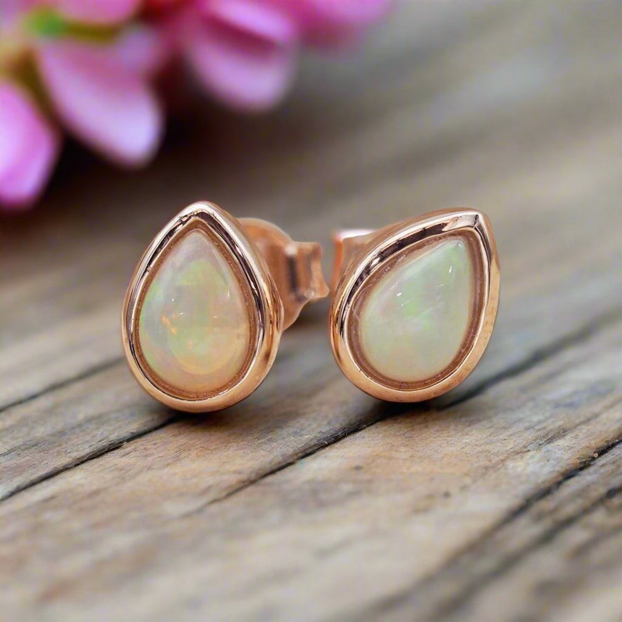 October Birthstone Opal earrings - Rose Gold jewellery by australian jewellery brand indie and harper