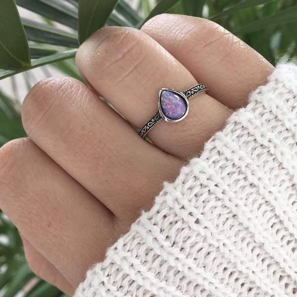 Purple tear drop Opal Ring - opal jewellery by Australian jewellery brands online indie and Harper