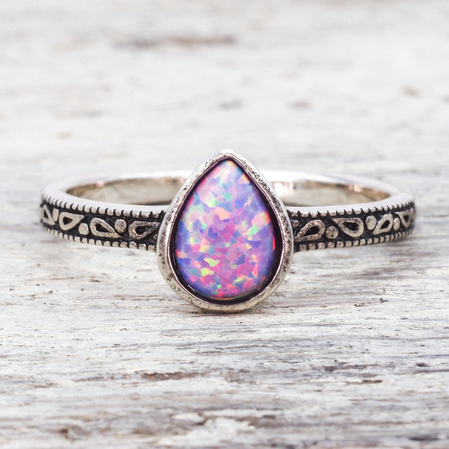 Purple tear drop Opal Ring - opal jewellery by Australian jewellery brands online indie and Harper