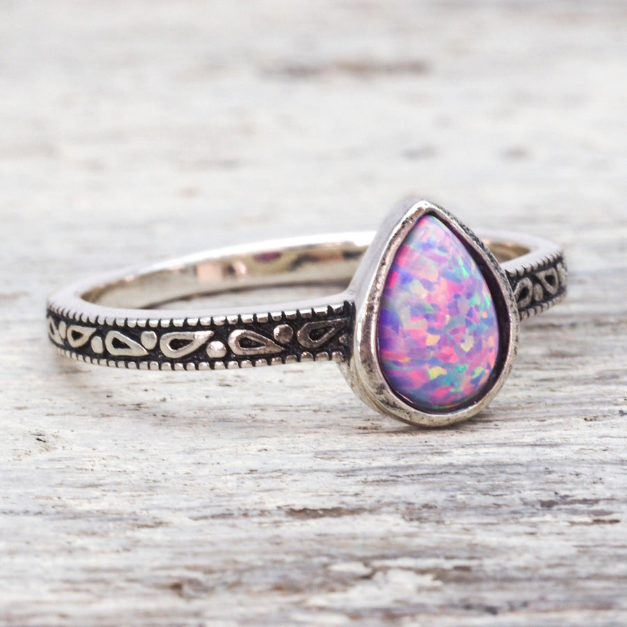 Purple tear drop Opal Ring - opal jewellery by Australian jewellery brands online indie and Harper