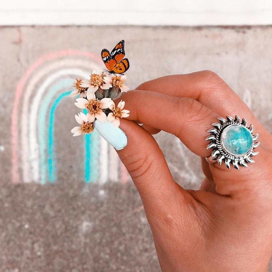 Sterling silver Moonstone Ring being worn - moonstone jewellery by australian jewellery brands online  indie and harper