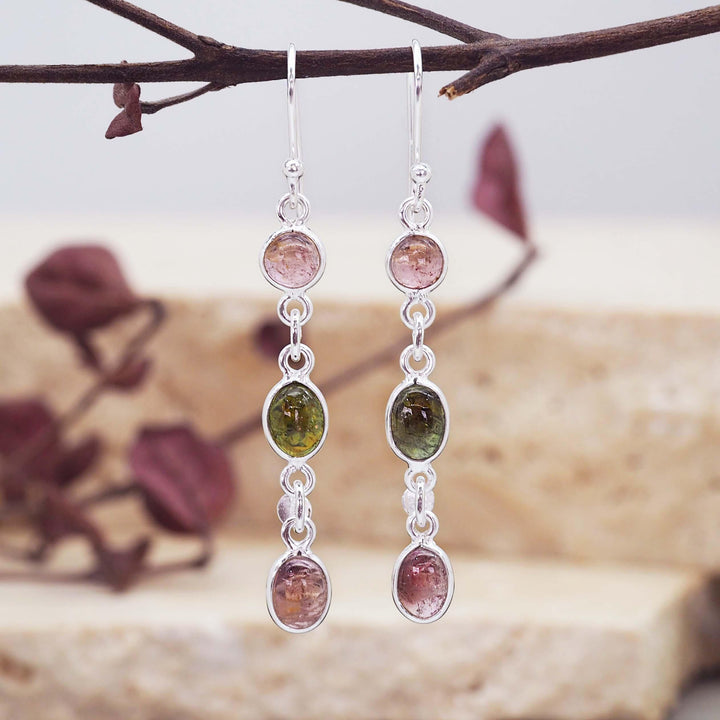 Rainbow Tourmaline Drop Earrings - womens jewellery by indie and harper