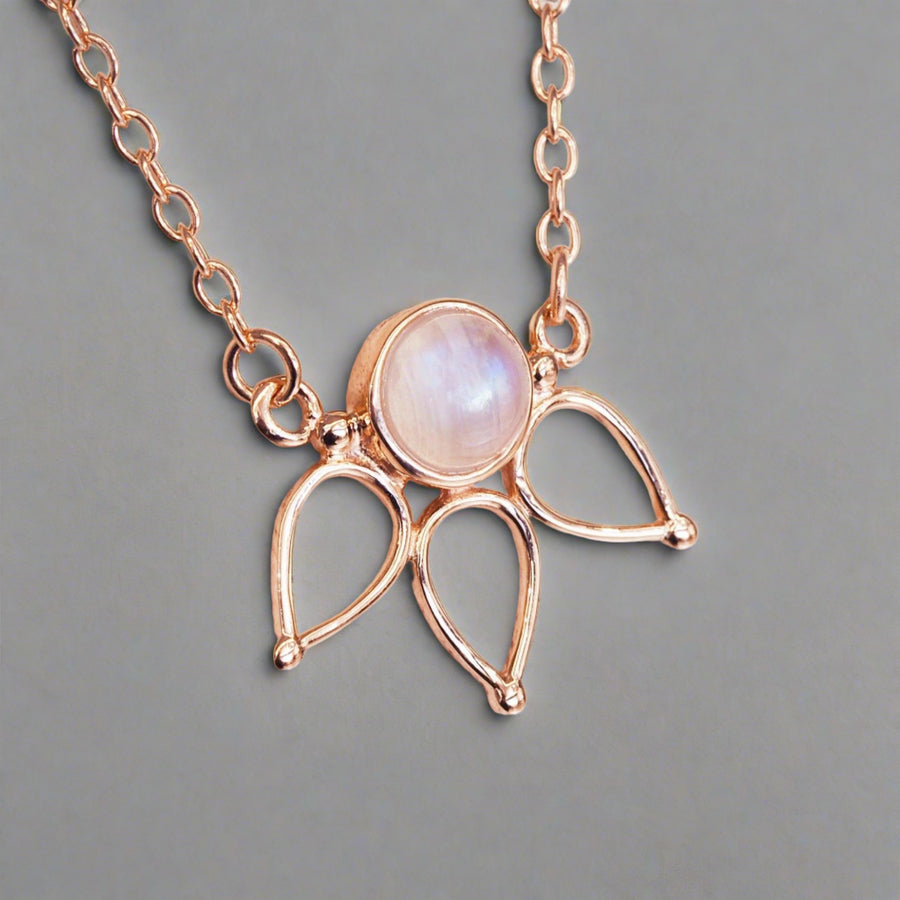 Rose Gold Necklace with Moonstone - womens rose gold jewellery - Australian jewellery brands