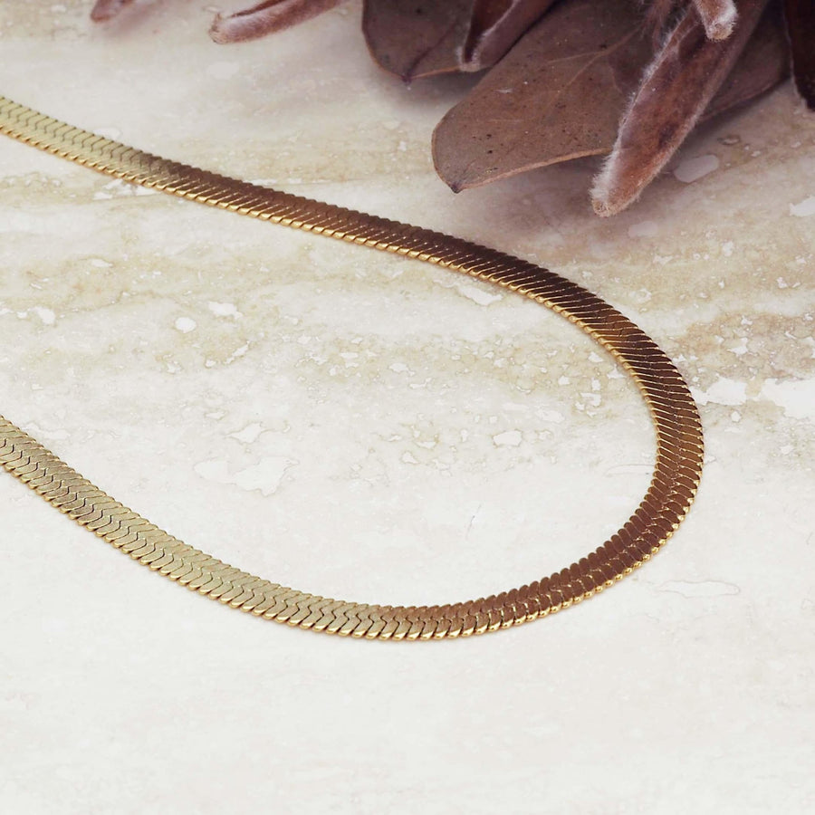 Snake Chain gold Necklace - womens gold jewellery by Australian waterproof jewellery brands indie and harper