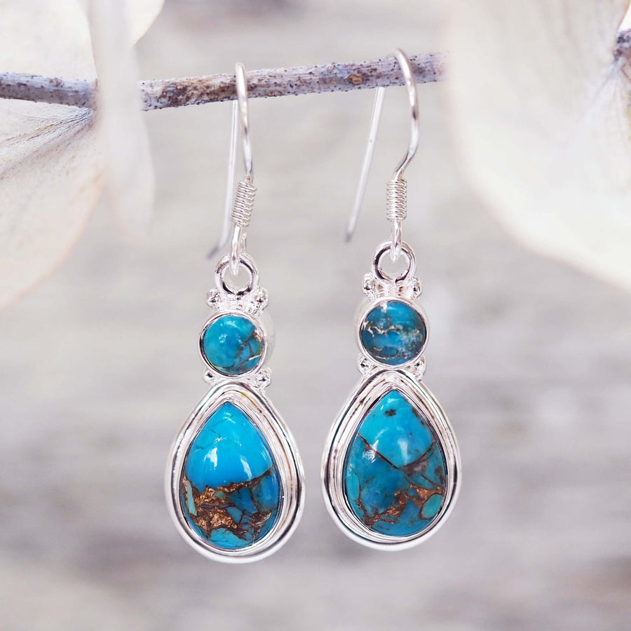 Sterling Silver Tibetan Turquoise Earrings - womens turquoise jewellery by Australian jewellery brands online indie and harper 