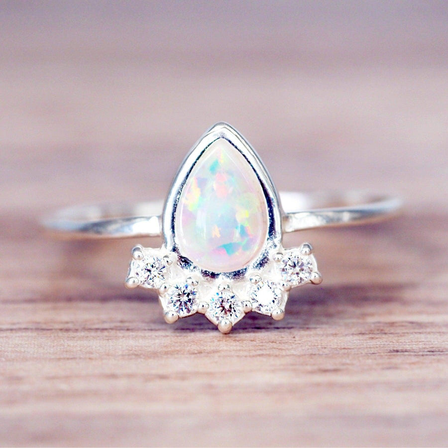 stardust dainty opal ring - womens white opal jewellery by online jewelry brand indie and harper