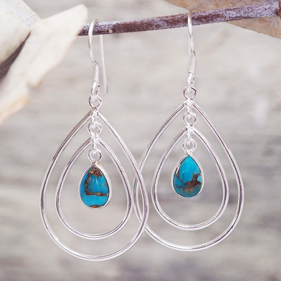 sterling silver Teardrop Copper Turquoise Earrings - Turquoise jewellery by Australian jewellery brands online indie and harper