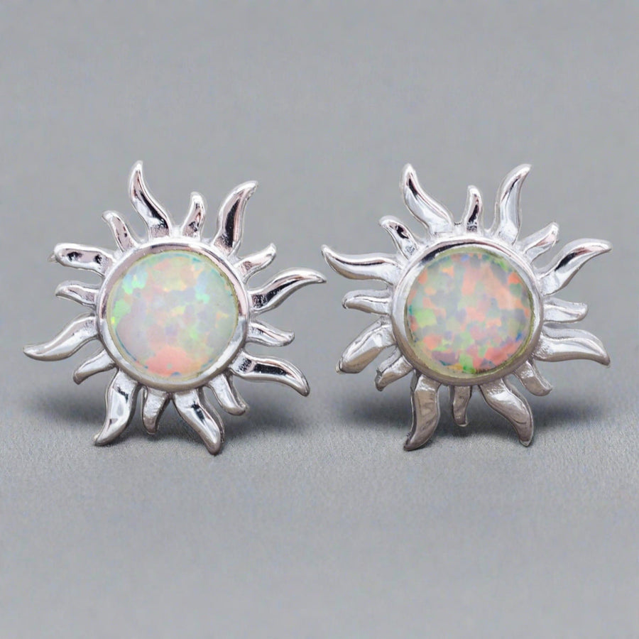 sterling silver white opal earrings - womens opal jewellery by Australian jewellery brands indie and harper