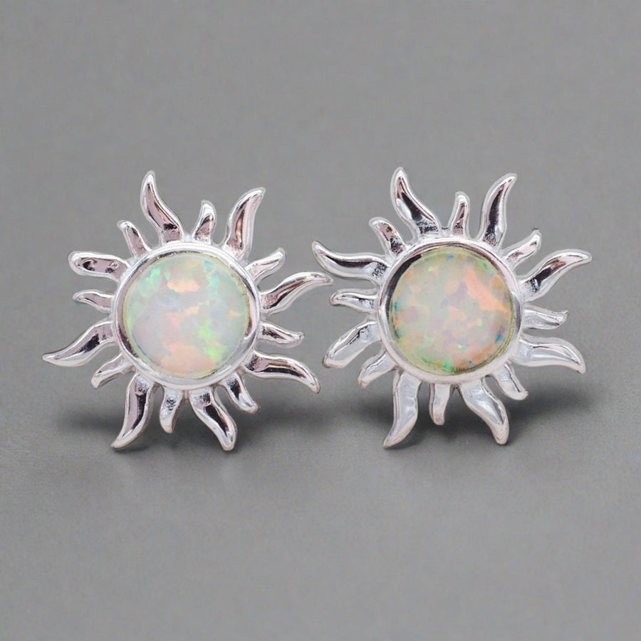 sterling silver White Opal Earrings - womens opal jewellery by Australian jewellery brands indie and harper