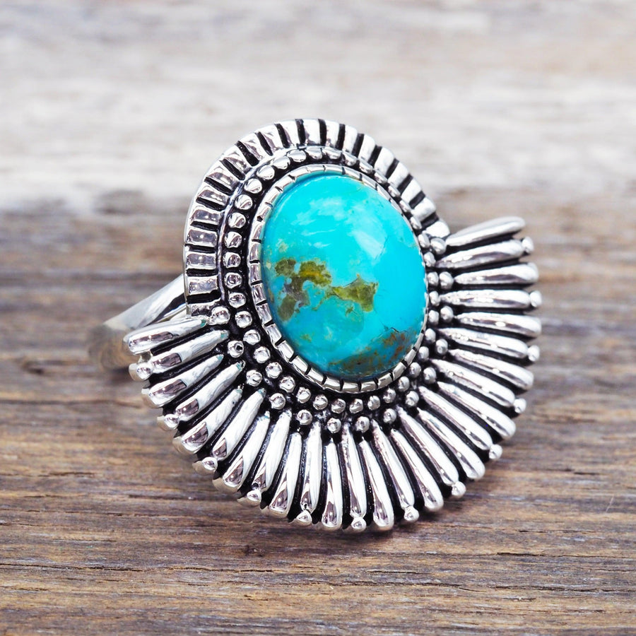 Sterling silver Turquoise Ring - turquoise jewellery by boho jewellery online store indie and harper