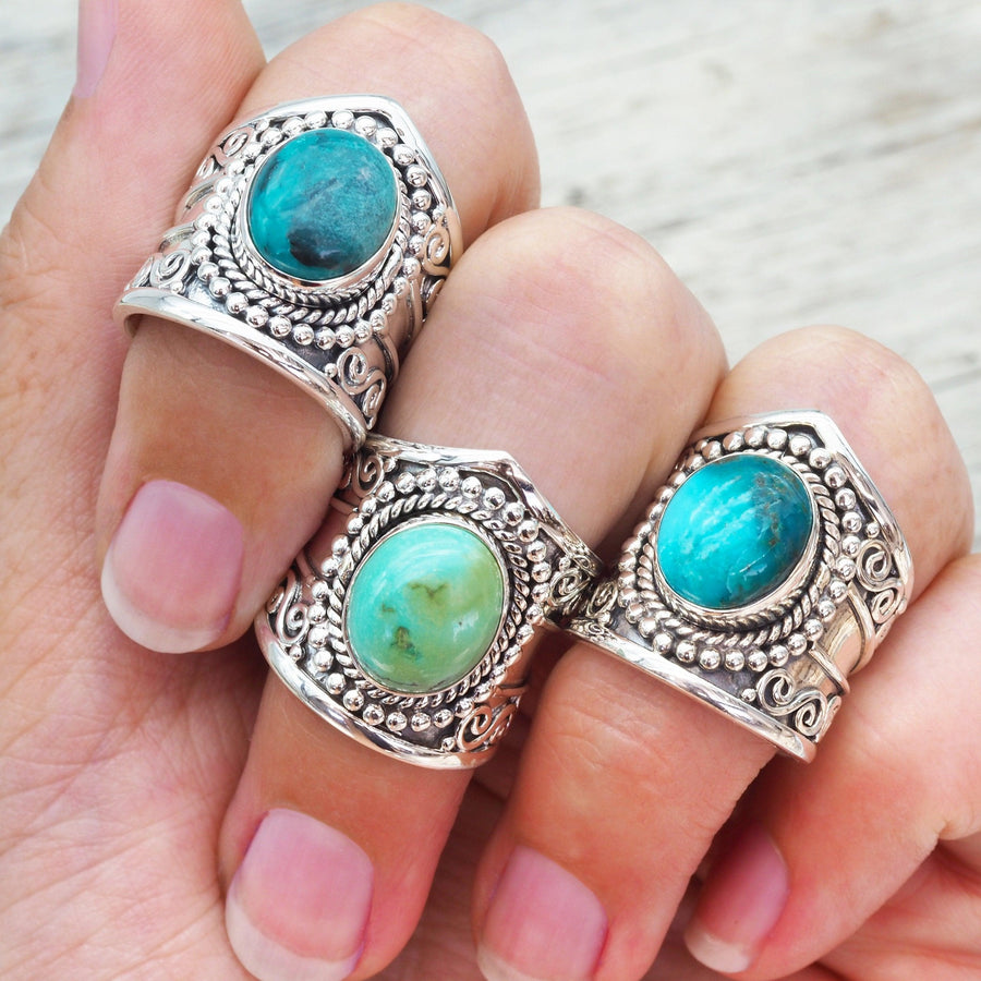 Tribal Turquoise Rings - womens turquoise jewellery by Australian jewellery brands online indie and harper