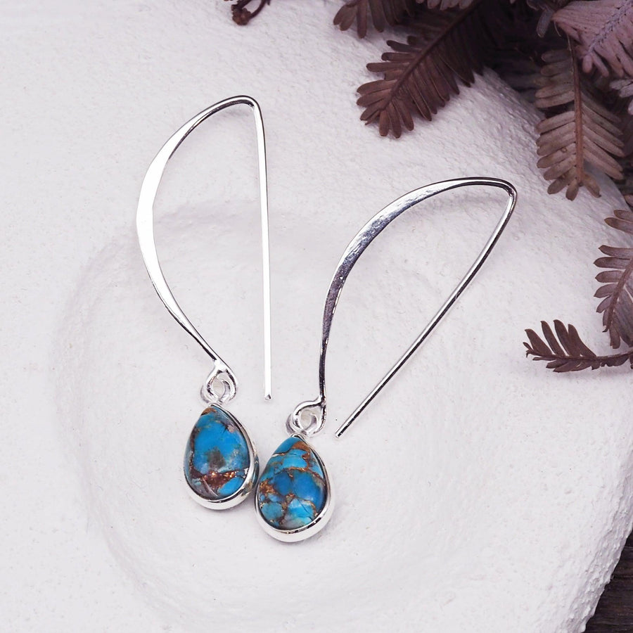 Turquoise Earrings sitting on a white dish - turquoise jewellery by australian jewellery brands online indie and harper