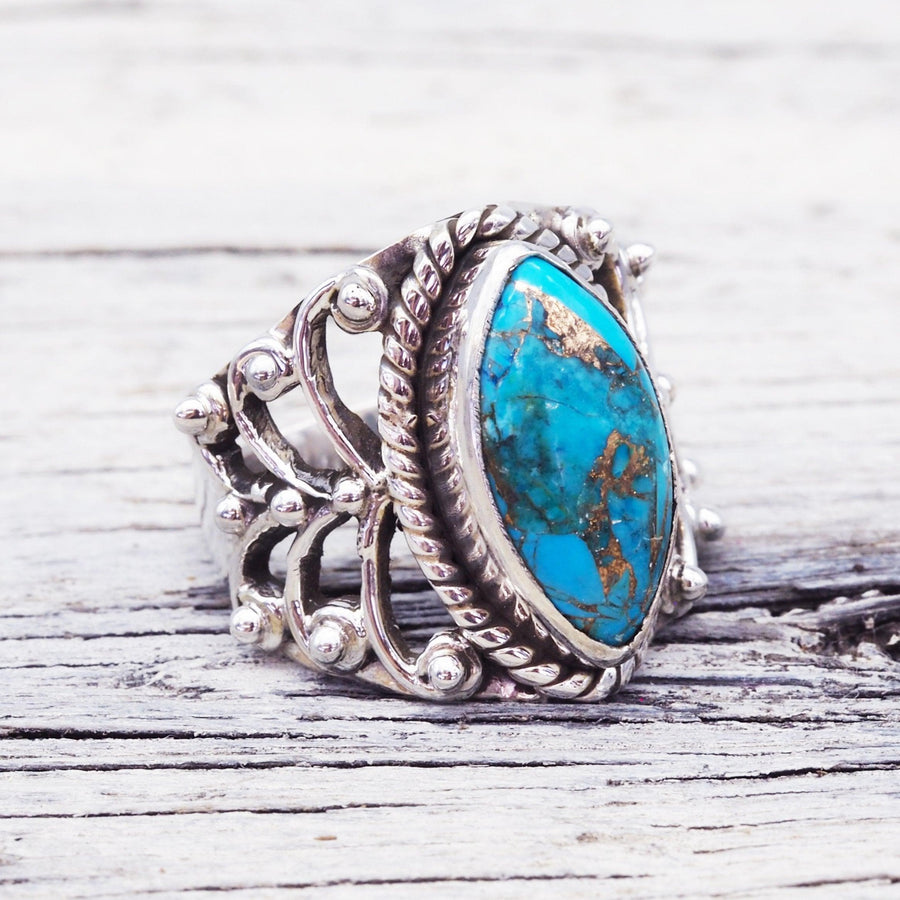 sterling silver turquoise ring - womens turquoise jewelry by online jewelry store indie and harper