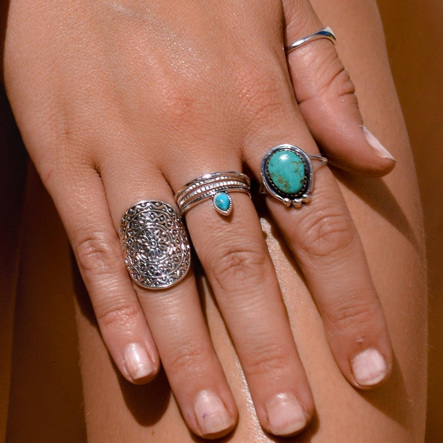 Woman wearing boho Rings - womens boho jewellery by Australia jewellery brands online indie and harper