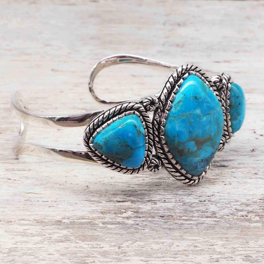 Turquoise Warrior Cuff - turquoise jewellery by boho jewellery brand indie and harper